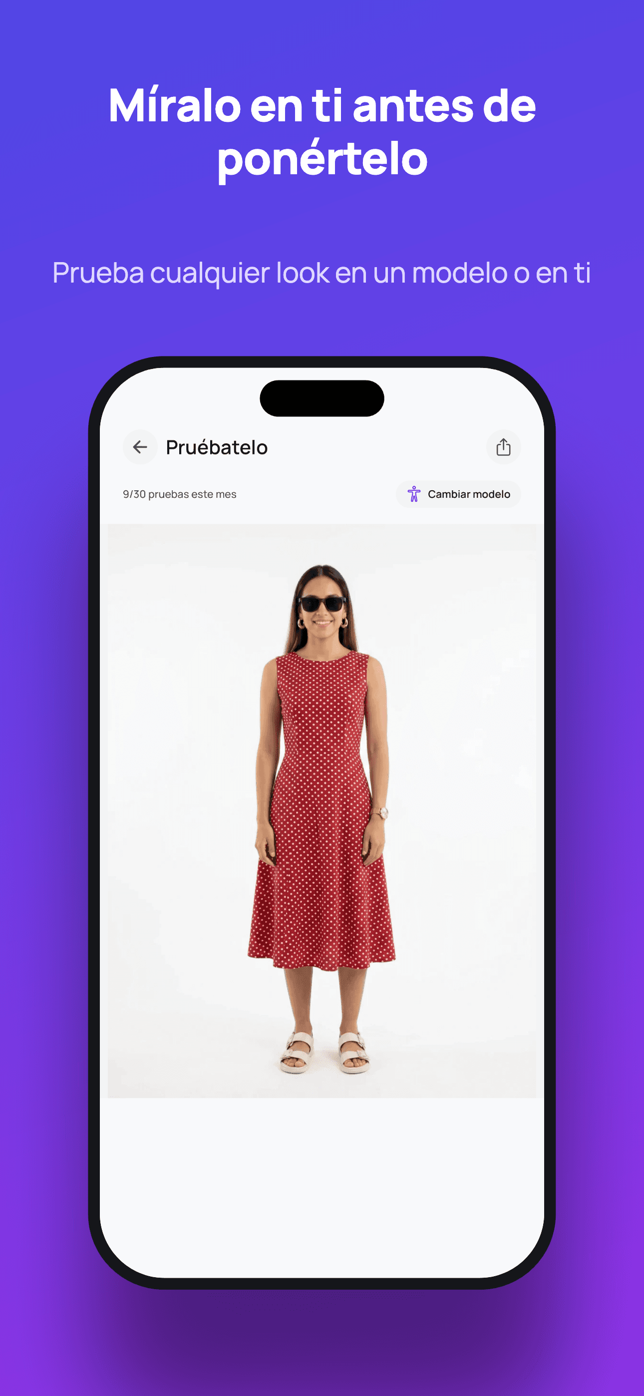 Míralo en ti antes de ponértelo — Prueba cada look en un modelo o en tu propia foto