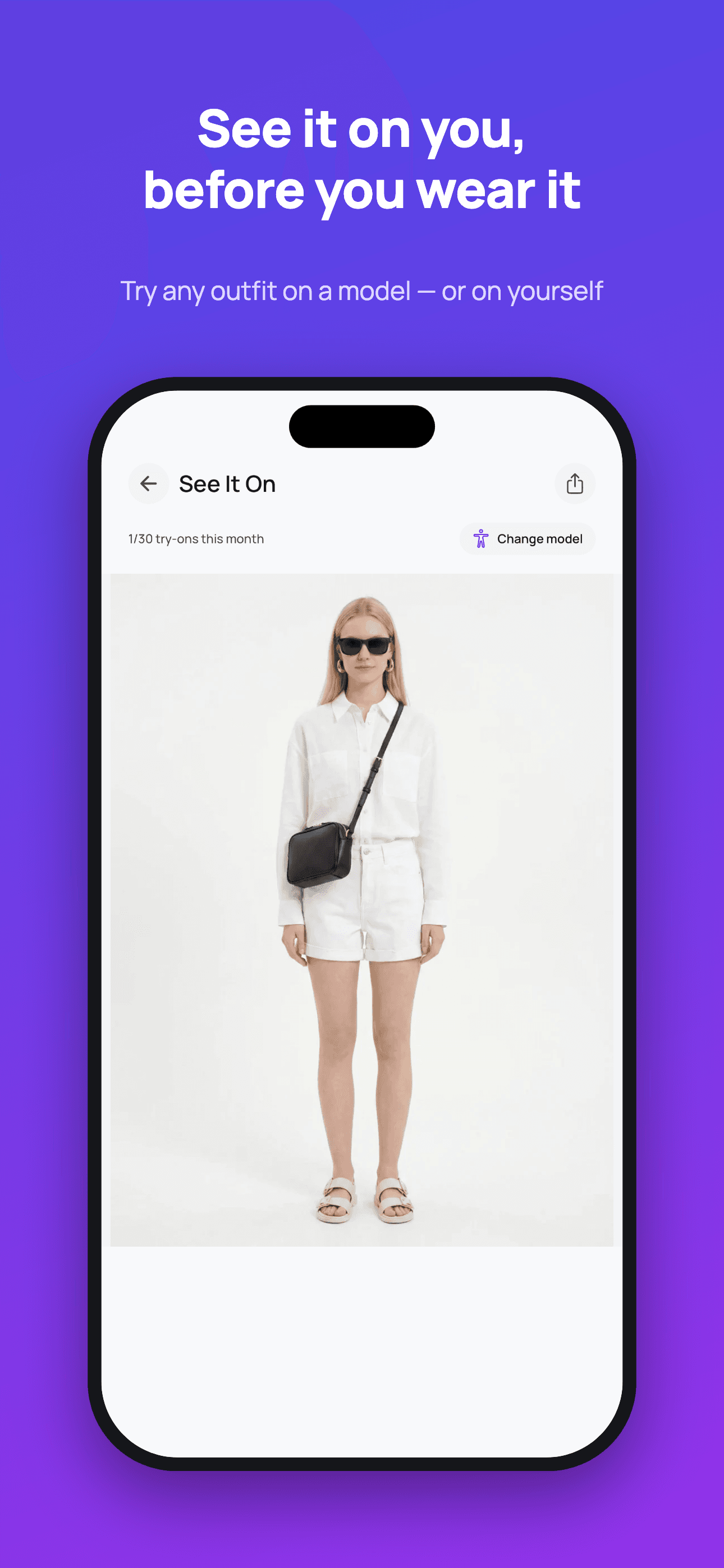 See it on you before you wear it — Try any outfit on a model or on your own photo